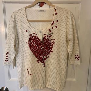 Sparkly Heart Ladybug Cardigan